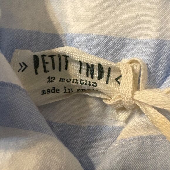 Baby Striped Long-Sleeve Shirt 12 Months Petit Indi Cotton Blend Blue White NWT - Picture 3 of 4